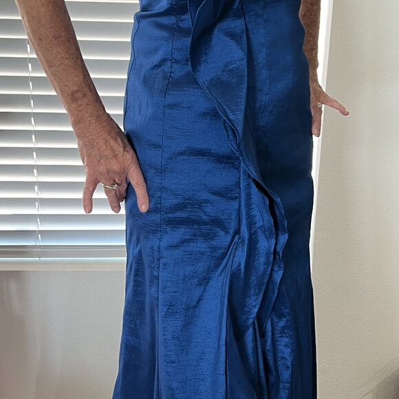 ON SALE $75 WINTER FORMAL GOWN BY JESSICA SIMPSON ROYAL BLUE ONE SHOULDER - Picture 4 of 9